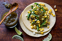 tacos veggie burger corn salsa